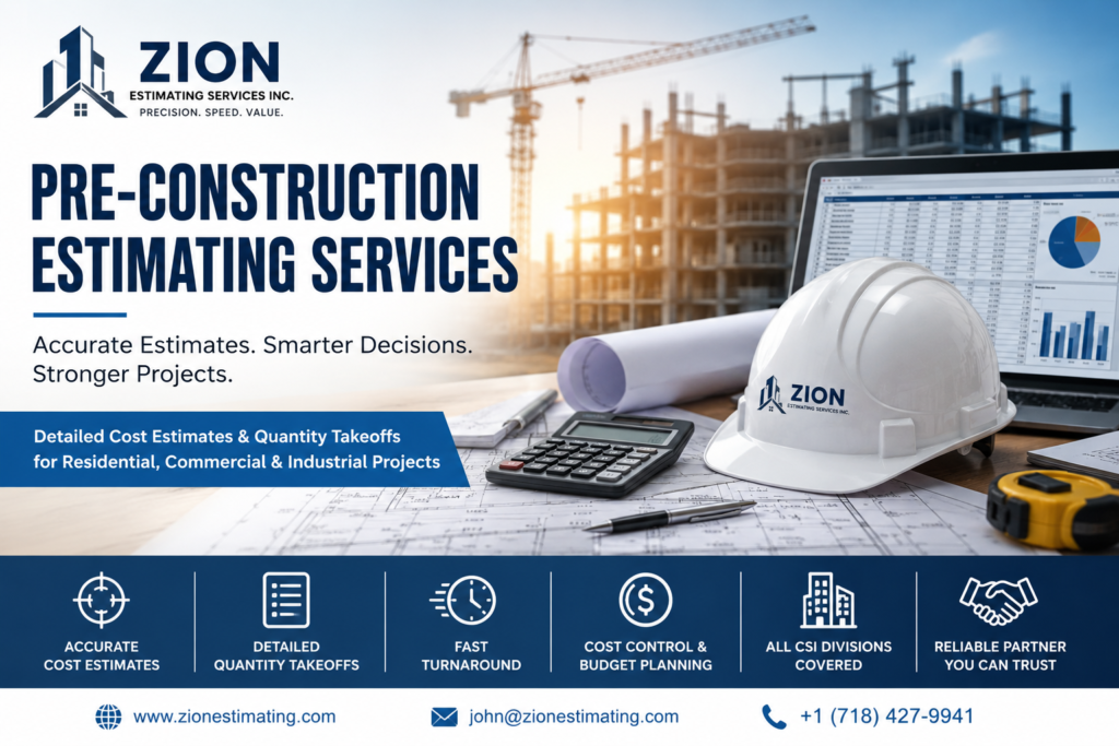 Pre-Construction Estimating Services | Accurate Cost Planning | Zion Estimating Services Inc. 2 Pre-construction estimating